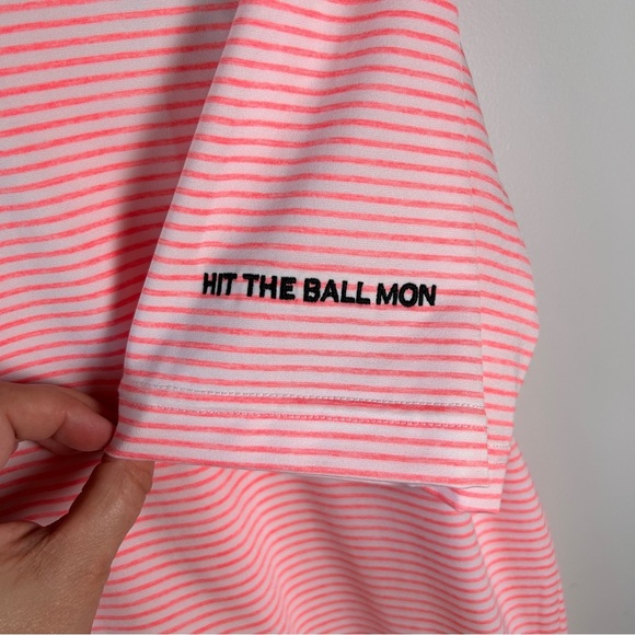 Vineyard Vines Mens Medium Striped Peach Tejeda Performance Polo Shirt *Custom - Picture 4 of 9
